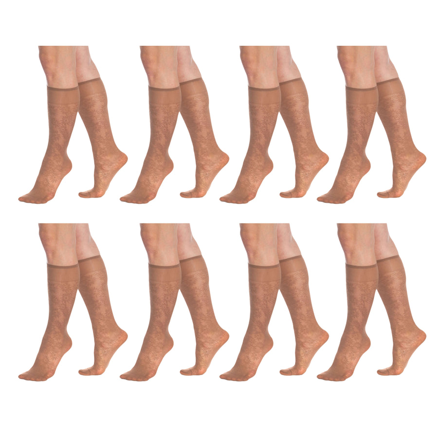 Patterned sheer knee-highs