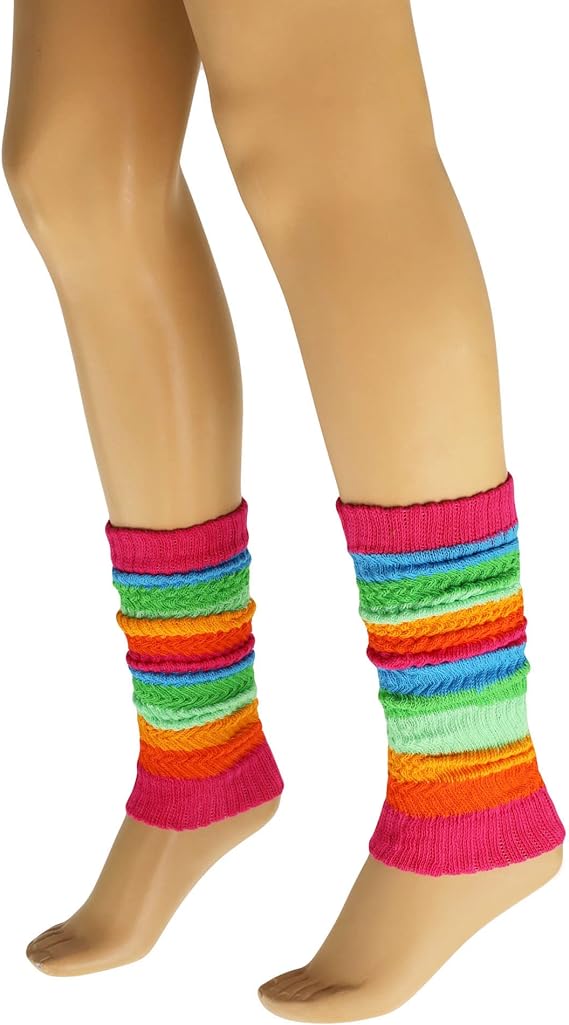 1 Pair Women’s Colorful Cotton Leg Warmers 21 Inch Soft Stretchy Knit One Size