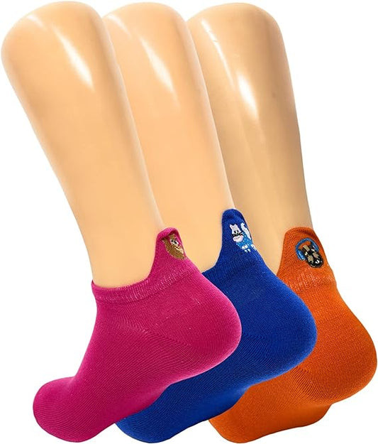 3 Pairs Women’s Dog Embroidered Ankle Socks Low Cut Soft Breathable Size 5-7