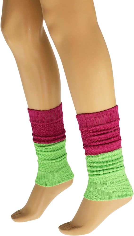 1 Pair Women’s Colorful Cotton Leg Warmers 21 Inch Soft Stretchy Knit One Size