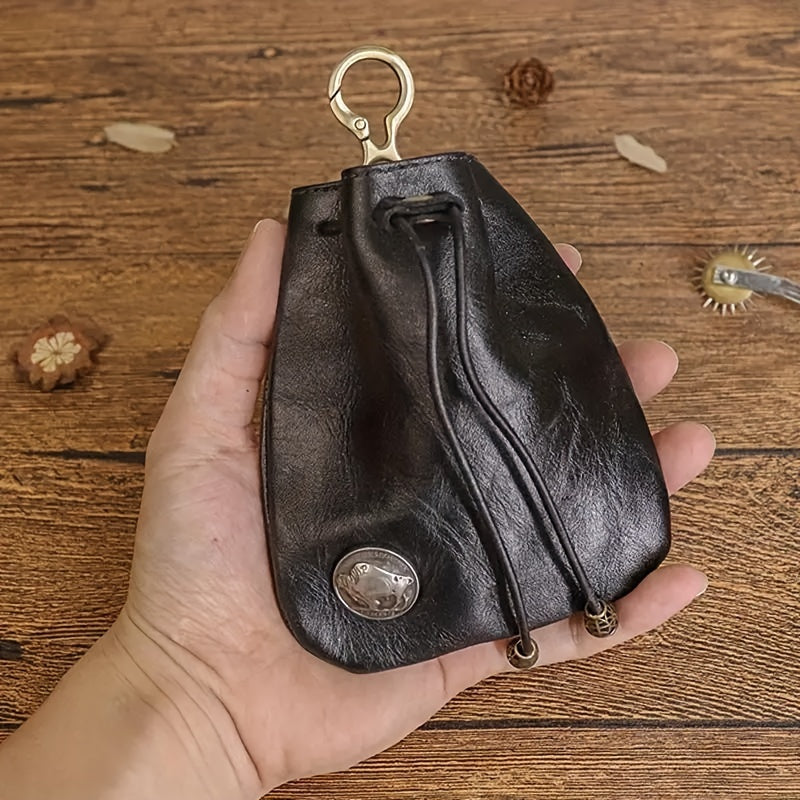 Mini Viking Sporran Coin Purse Keychain Top-Grain Leather Waist Bag 1pc