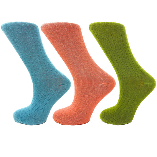 3 Pairs Women’s Mid Calf Socks Colorful Soft Breathable Cotton Blend Moisture Wicking