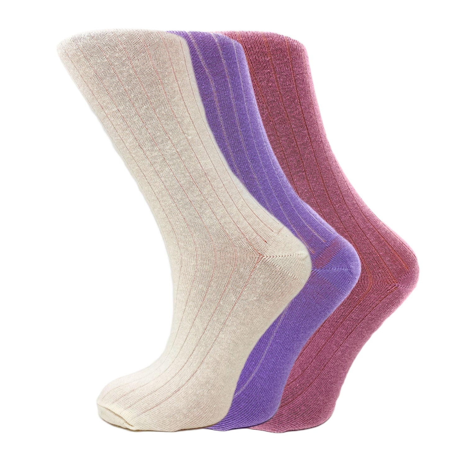 3 Pairs Women’s Mid Calf Socks Colorful Soft Breathable Cotton Blend Moisture Wicking