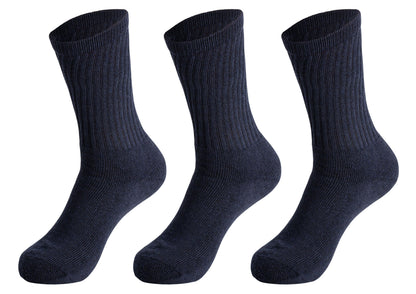 Women's cushioned cotton crew socks, 3 pack, in navy