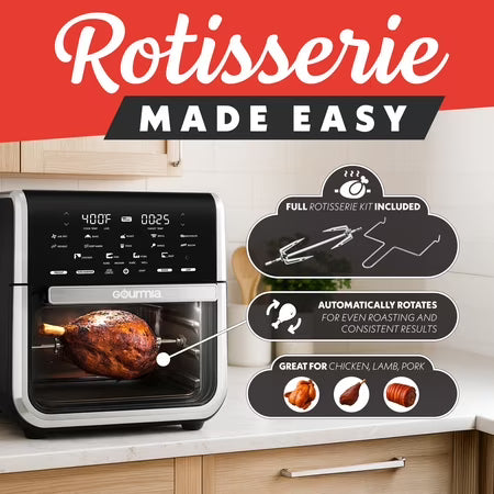 Gourmia 14Qt Air Fryer Oven Rotisserie Digital Stainless Steel Dehydrator