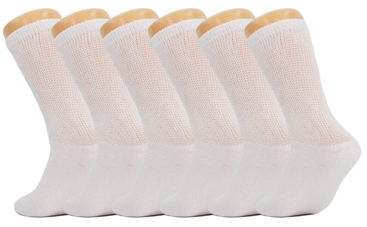 Diabetic Crew Socks for Men 6 Pairs Loose Fit Non-Binding Padded Sole Size 9-15