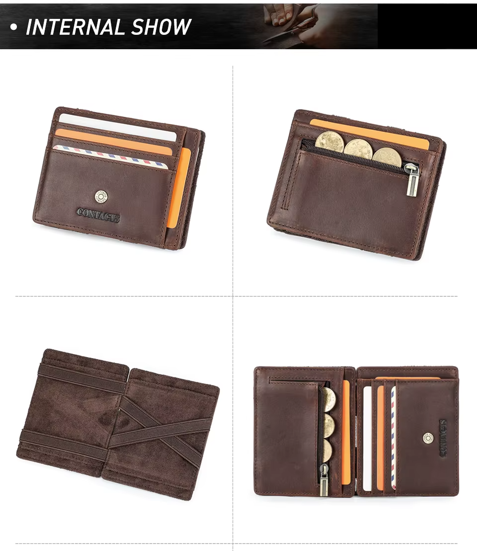 Genuine Leather RFID-Blocking Card Holder Wallet – Slim & Secure Design