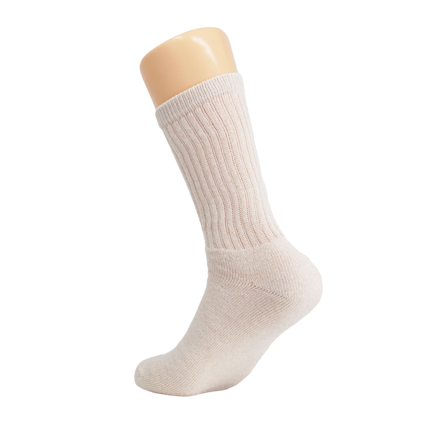 Women's Ecru Cotton Crew Socks 3 Pairs Cushioned Breathable Fit Shoe Size 5-10