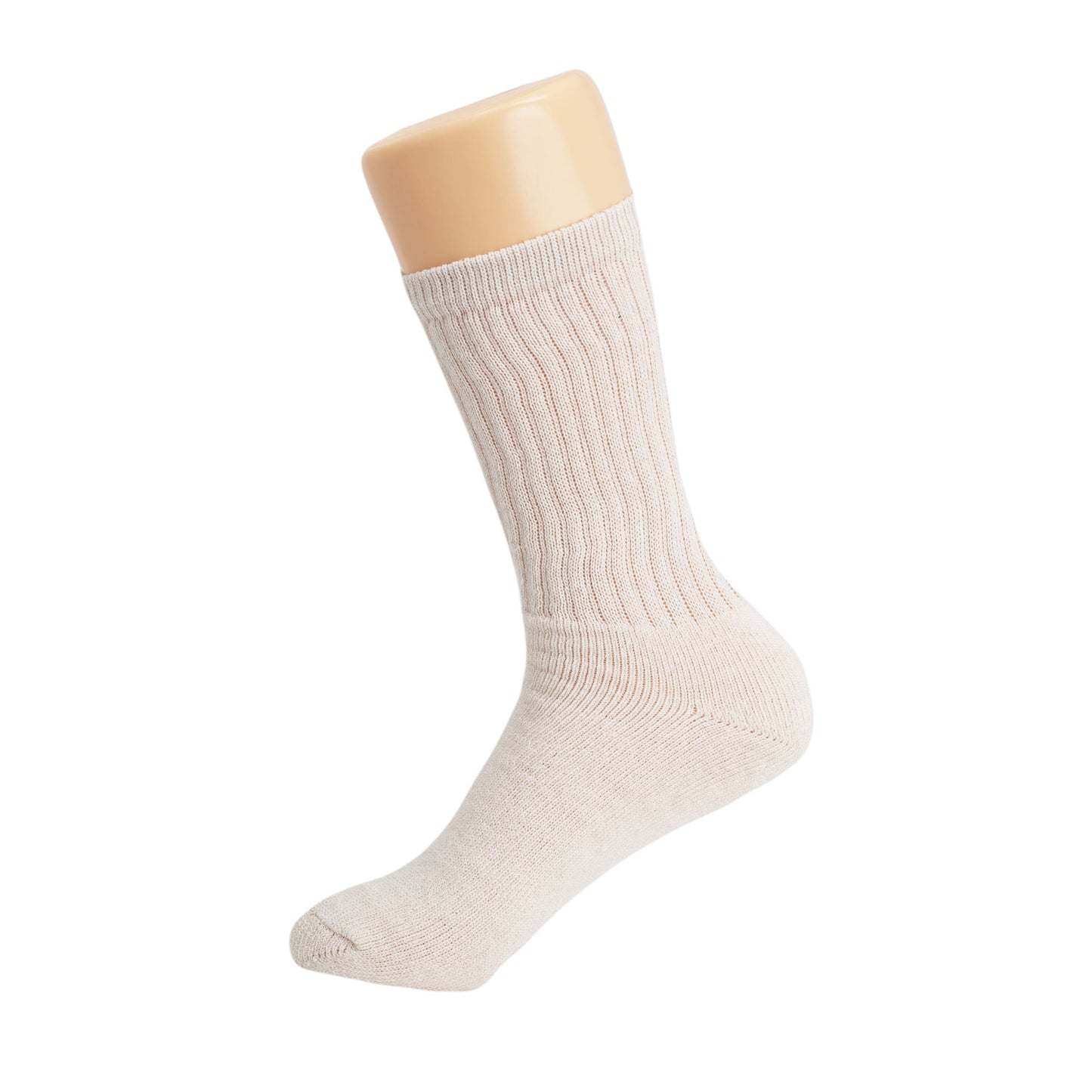 Women's Ecru Cotton Crew Socks 3 Pairs Cushioned Breathable Fit Shoe Size 5-10
