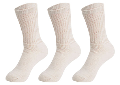 Women's cushioned cotton crew socks, 3 pack, in ecru
