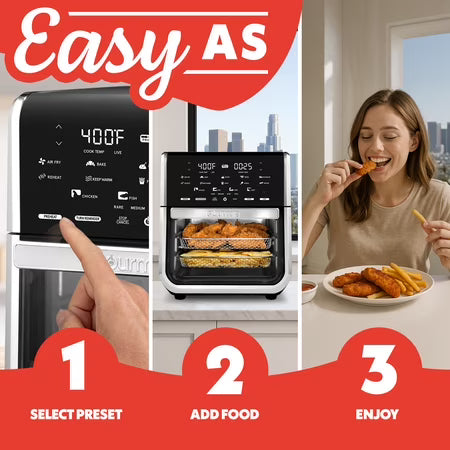 Gourmia 14Qt Air Fryer Oven Rotisserie Digital Stainless Steel Dehydrator