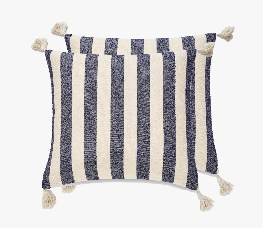 Catalog reference showing a pair of French stripe pillow covers