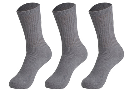 Women's cushioned cotton crew socks, 3 pack, in gray