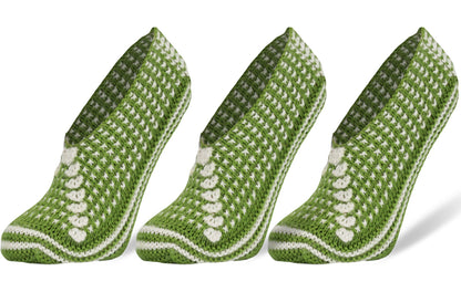 Crochet Slipper Socks for Women 3 Pairs Handmade Soft Cozy Knit Size 5-7