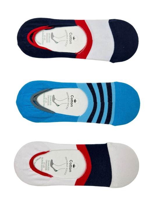 Mens Cotton No Show Socks 3 Pairs Sport Style Invisible Anti Slip Seamless