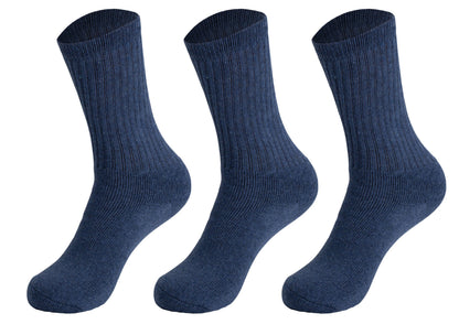Women's cushioned cotton crew socks, 3 pack, in indigo blue