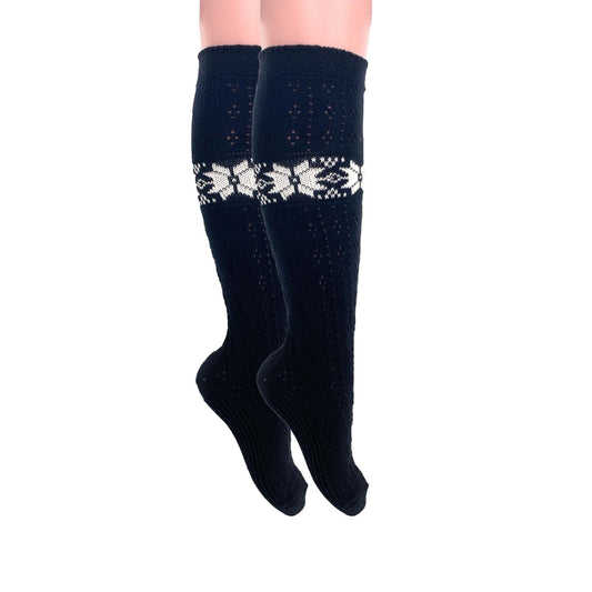 Women’s Cotton Knee-High Lace Socks Vintage Style Soft Breathable Fit Size 5-10