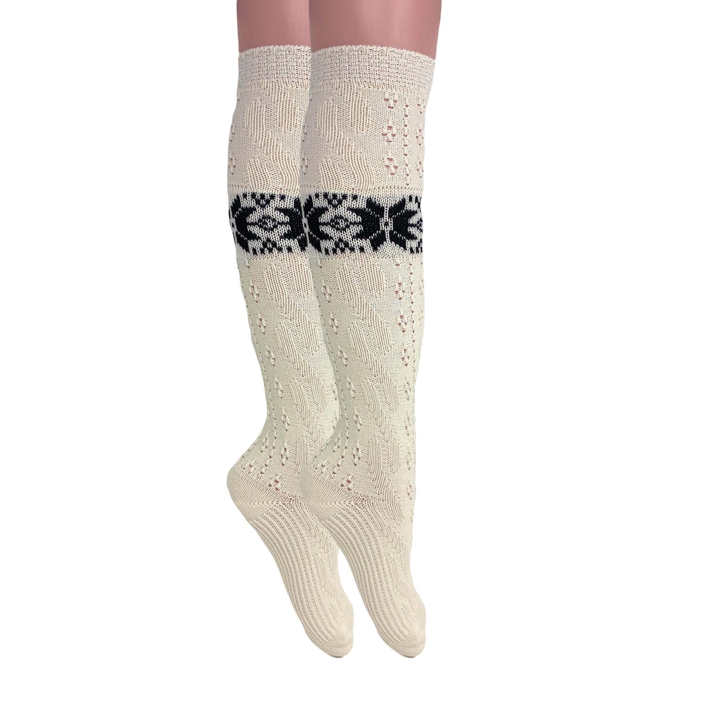 Women’s Cotton Knee-High Lace Socks Vintage Style Soft Breathable Fit Size 5-10