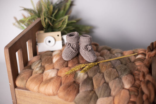 Hand Knitted Baby Bootie Socks – Merino Wool – 0 to 12 Months – Unisex Soft Gift