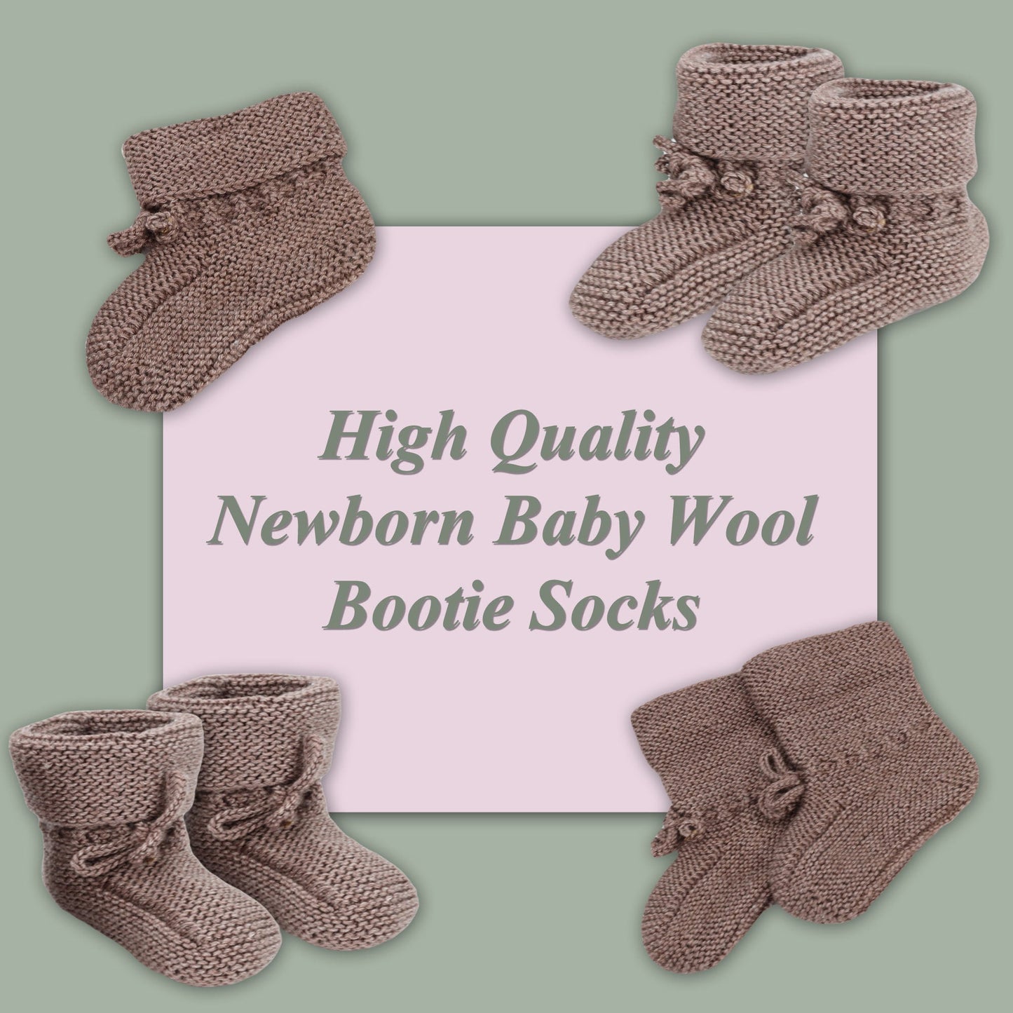 Hand Knitted Baby Bootie Socks – Merino Wool – 0 to 12 Months – Unisex Soft Gift