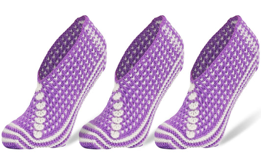 Crochet Slipper Socks for Women 3 Pairs Handmade Soft Cozy Knit Size 5-7