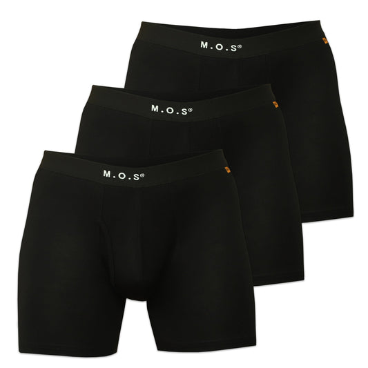 Men's Bamboo Boxer Briefs 3 Pack Moisture Wicking Long Fit Breathable Soft Pouch