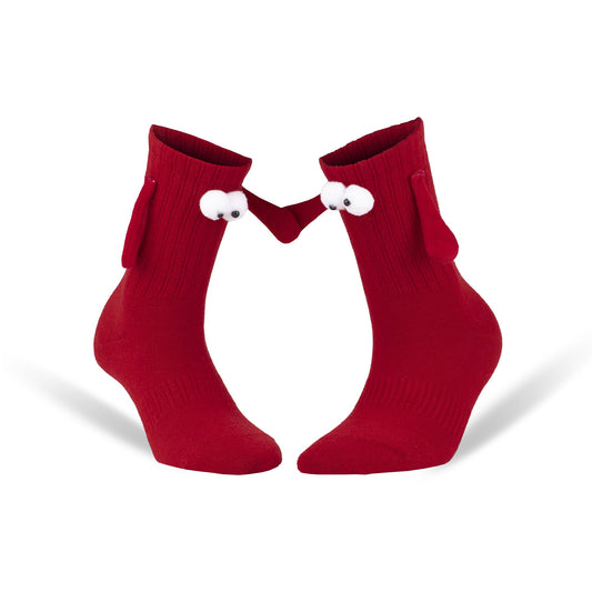 Magnetic Red Couple Socks 1 Pair Romantic Holding Hands Gift Size 5-10 Unisex