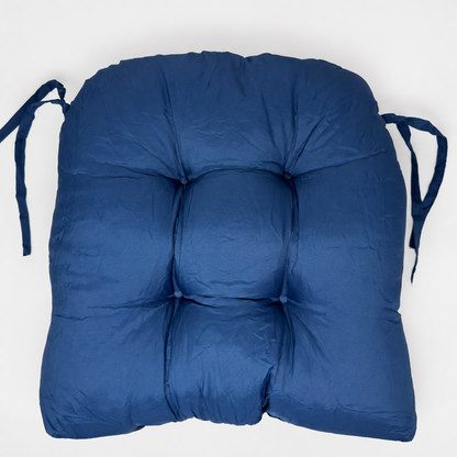 Actual navy cushion; cleaned background, original camera angle preserved