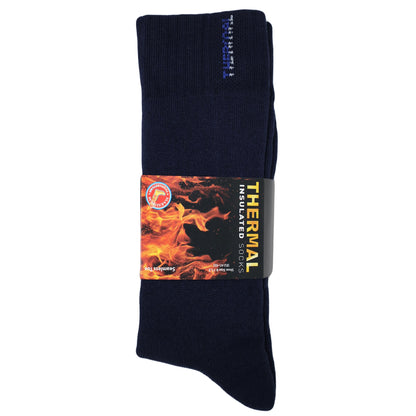 Men's thermal insulated cotton socks, 3 pairs, in navy