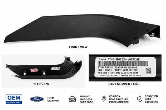 OEM Ford Edge RH Rear Liftgate Trim Panel FT4B-R42324-AG Ebony Black 15-24