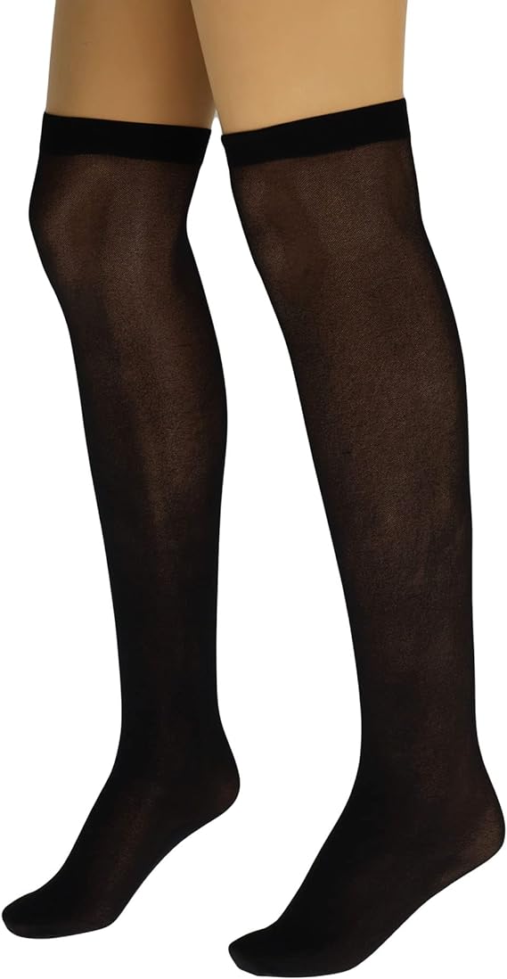 6 Pairs Women’s Over Knee Sheer Nylon Socks Stretch Fit with Reinforced Toe
