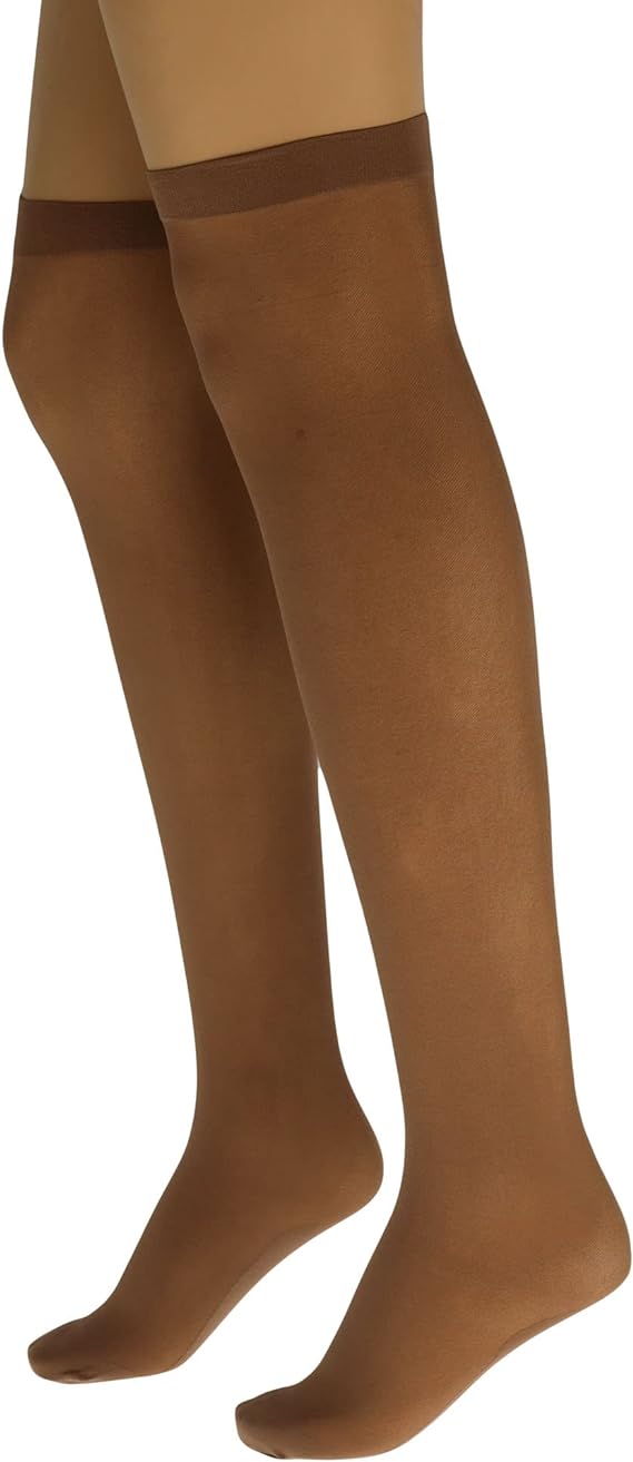 6 Pairs Women’s Over Knee Sheer Nylon Socks Stretch Fit with Reinforced Toe