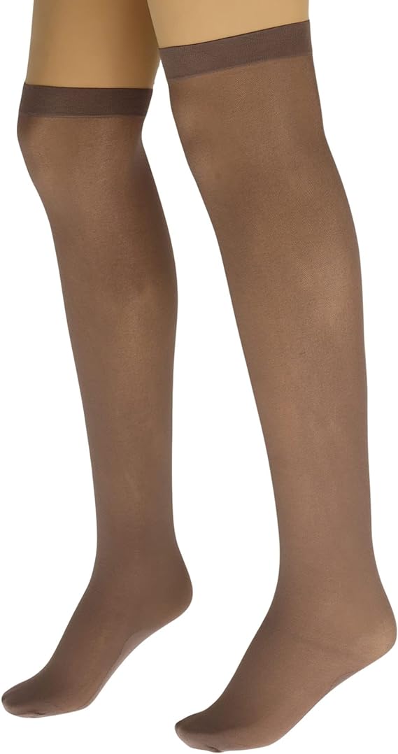6 Pairs Women’s Over Knee Sheer Nylon Socks Stretch Fit with Reinforced Toe