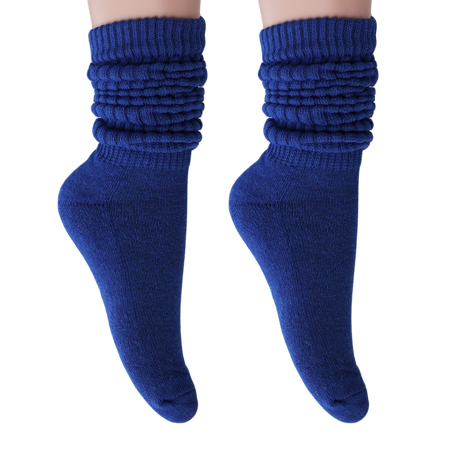 Navy Slouch Socks for Women 1 to 6 Pairs Cotton Blend Retro Style Fits Size 5-10