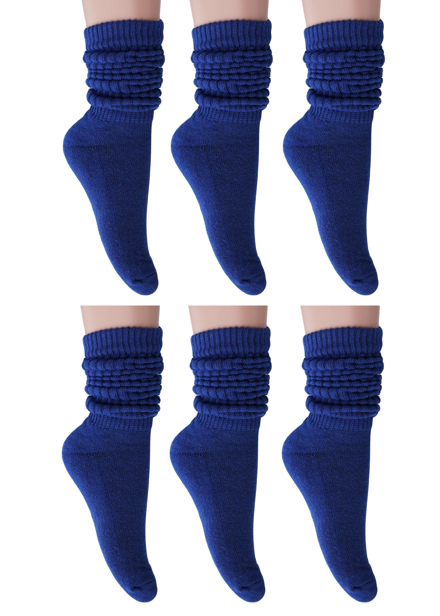 Navy Slouch Socks for Women 1 to 6 Pairs Cotton Blend Retro Style Fits Size 5-10