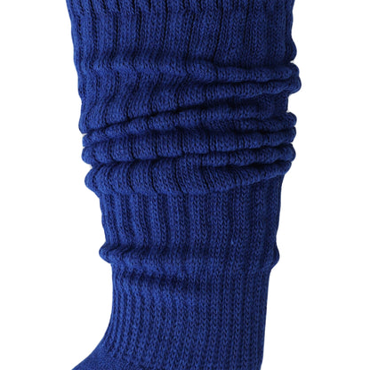 Navy cotton-blend slouch socks for women, shoe size 5-10, close-up detail