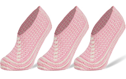 Crochet Slipper Socks for Women 3 Pairs Handmade Soft Cozy Knit Size 5-7