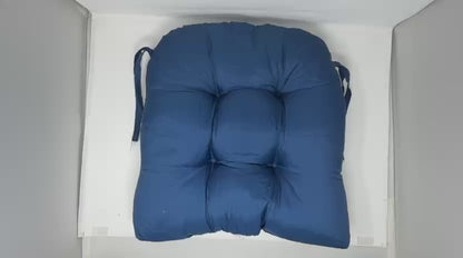 Tufted Outdoor Chair Cushions 19 x 19 in Navy Blue Open Box