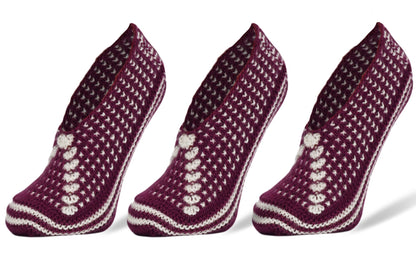Crochet Slipper Socks for Women 3 Pairs Handmade Soft Cozy Knit Size 5-7