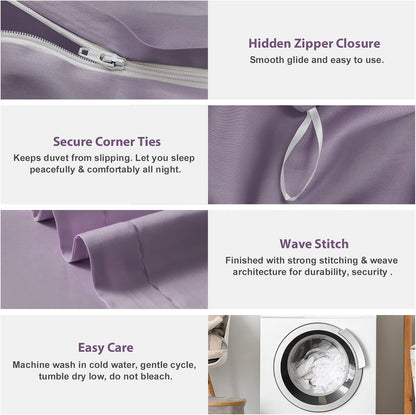 MILDLY King Duvet Cover Set Cotton Sateen Grayish Purple 3 Piece Open Box — manufacturer catalog reference