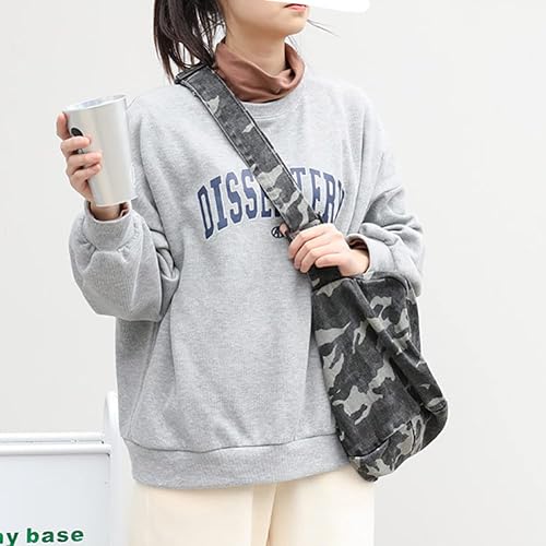 Camouflage Hobo Crossbody Bag Gray Canvas Adjustable Strap Open Box — manufacturer catalog reference