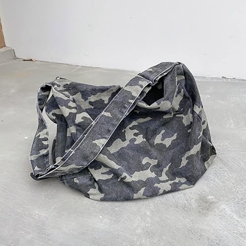 Camouflage Hobo Crossbody Bag Gray Canvas Adjustable Strap Open Box — manufacturer catalog reference