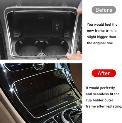 TTCR-II Cup Holder Trim for Mercedes C W205 GLC W253 Silver Chrome Open Box — manufacturer catalog reference