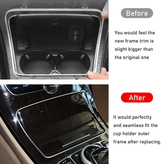 TTCR-II Cup Holder Trim for Mercedes C W205 GLC W253 Silver Chrome Open Box — manufacturer catalog reference