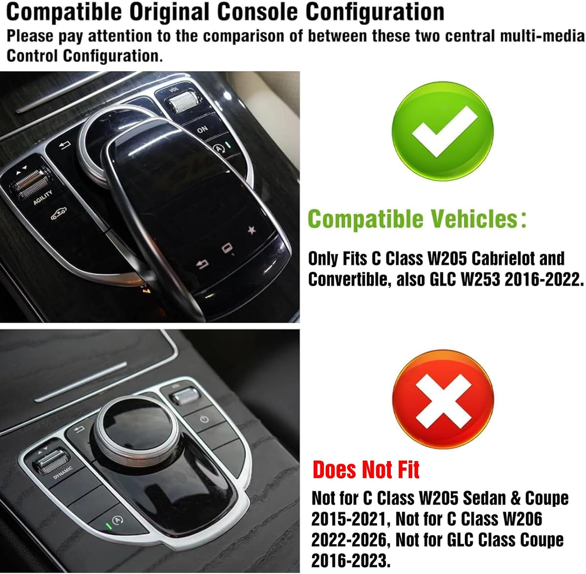 TTCR-II Cup Holder Trim for Mercedes C W205 GLC W253 Silver Chrome Open Box — manufacturer catalog reference