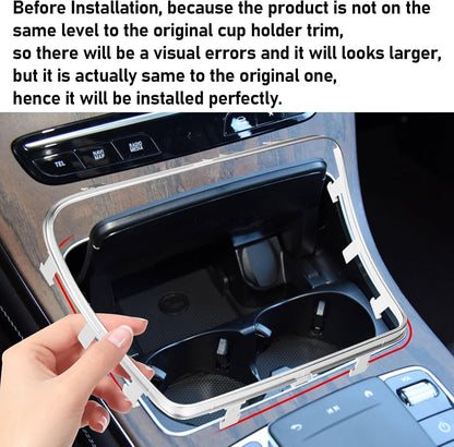 TTCR-II Cup Holder Trim for Mercedes C W205 GLC W253 Silver Chrome Open Box — manufacturer catalog reference