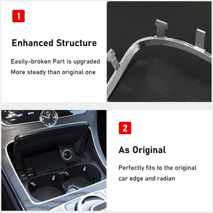 TTCR-II Cup Holder Trim for Mercedes C W205 GLC W253 Silver Chrome Open Box — manufacturer catalog reference