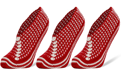 Crochet Slipper Socks for Women 3 Pairs Handmade Soft Cozy Knit Size 5-7