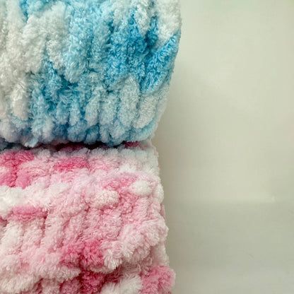 Handmade newborn baby blanket in soft chenille yarn