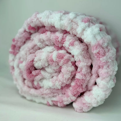 Handmade newborn baby blanket in soft chenille yarn
